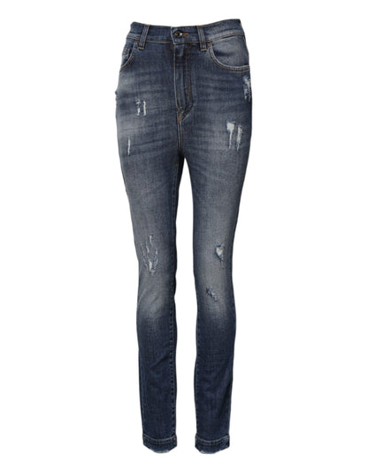 Dolce &amp; Gabbana – Blaue Skinny-Jeans aus Baumwolle mit hoher Taille 