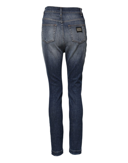 Dolce &amp; Gabbana – Blaue Skinny-Jeans aus Baumwolle mit hoher Taille 