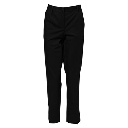 Dolce &amp; Gabbana – Schwarze, formelle Hose aus Baumwolle mit hoher Taille 