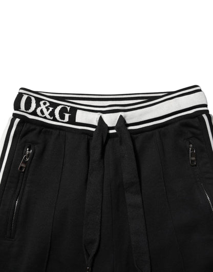 Dolce & Gabbana Black Cotton Jogger Logo Waist Pants