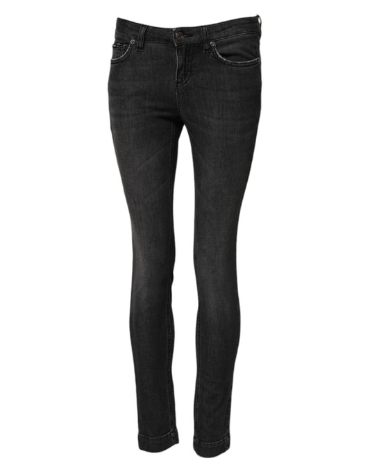 Dolce & Gabbana Black Cotton Low Waist Skinny Denim Jeans