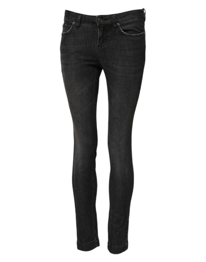 Dolce & Gabbana Black Cotton Low Waist Skinny Denim Jeans