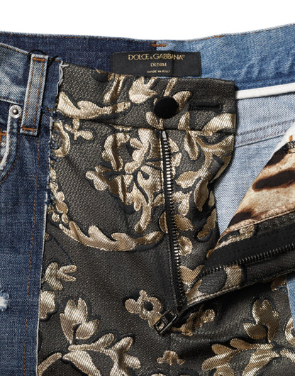 Dolce &amp; Gabbana – Mehrfarbige Patchwork-Jeans aus konischem Denim 