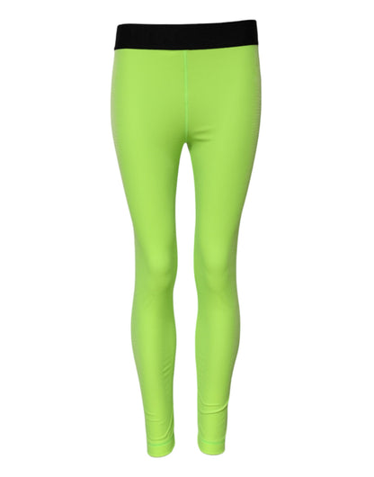 Dolce & Gabbana Green Nylon Slim Fit Leggings Pants