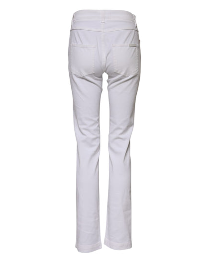 Dolce & Gabbana White Floral Embroidery GIRLY Denim Jeans