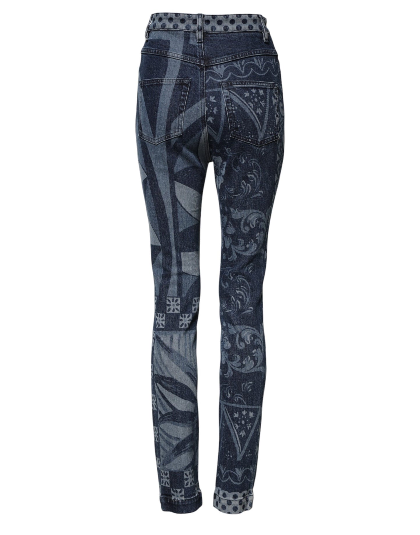 Dolce &amp; Gabbana – Blaue Skinny-Jeans aus Baumwolle mit grafischem Print 