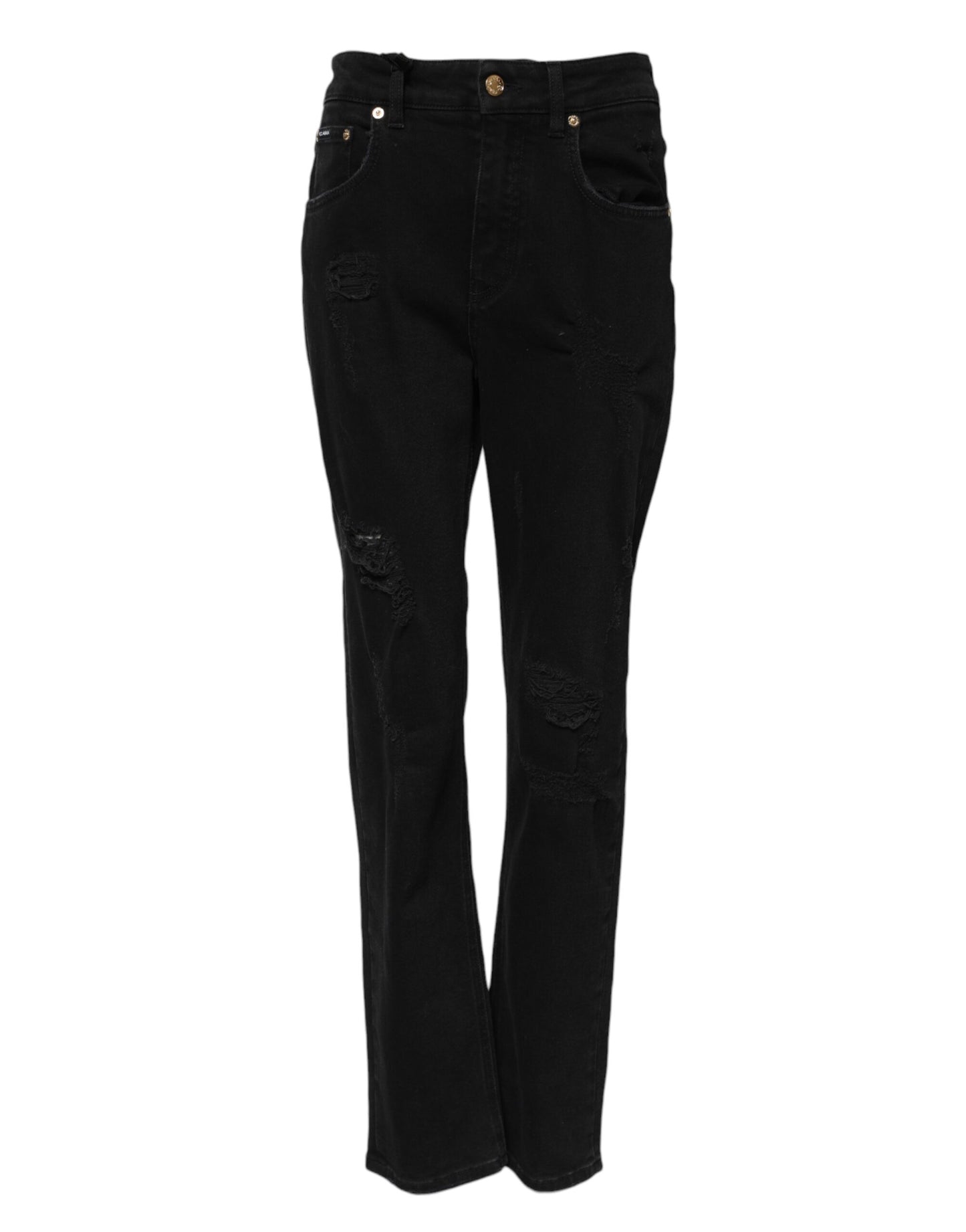 Dolce &amp; Gabbana – Schwarze Boyfriend-Jeans aus Baumwoll-Schlagjeans 