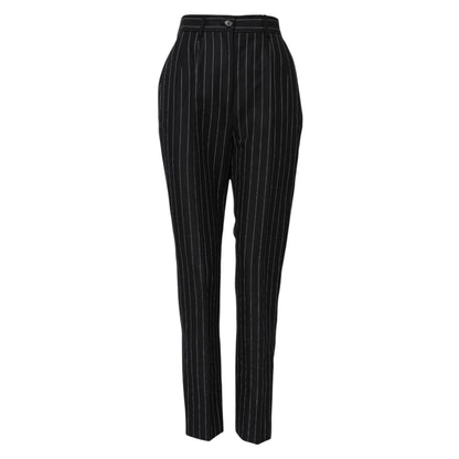 Dolce &amp; Gabbana – Hoch taillierte Karottenhose mit schwarzen Streifen 