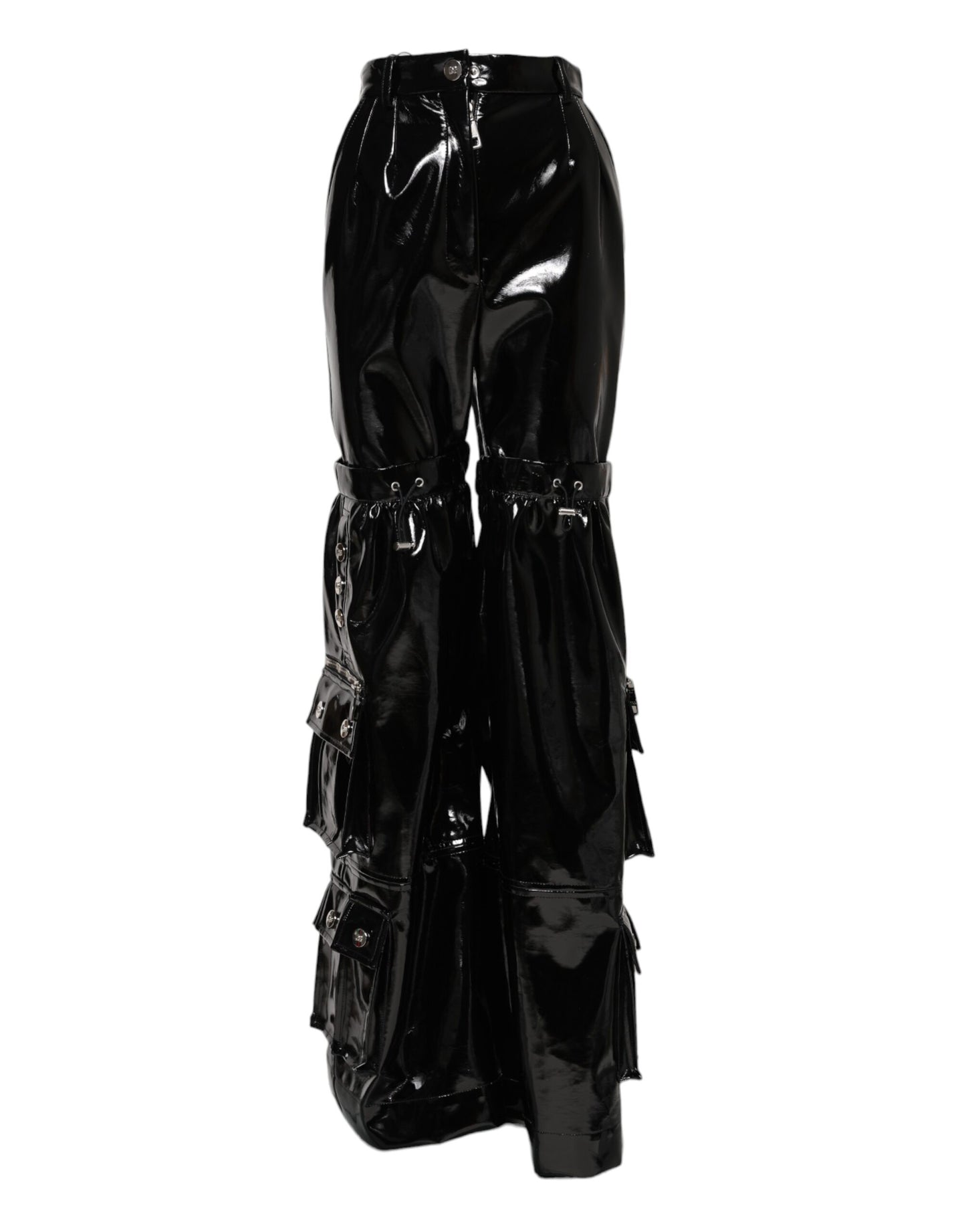 Dolce &amp; Gabbana – Schwarze Cargo-Bootcut-Hose mit hoher Taille 