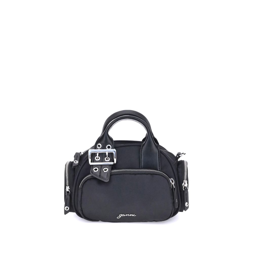 Ganni Schwarze Nylon-Schultertasche