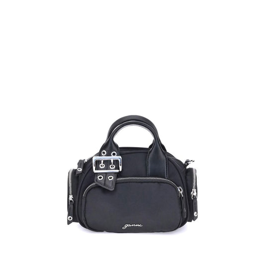 Ganni Schwarze Nylon-Schultertasche
