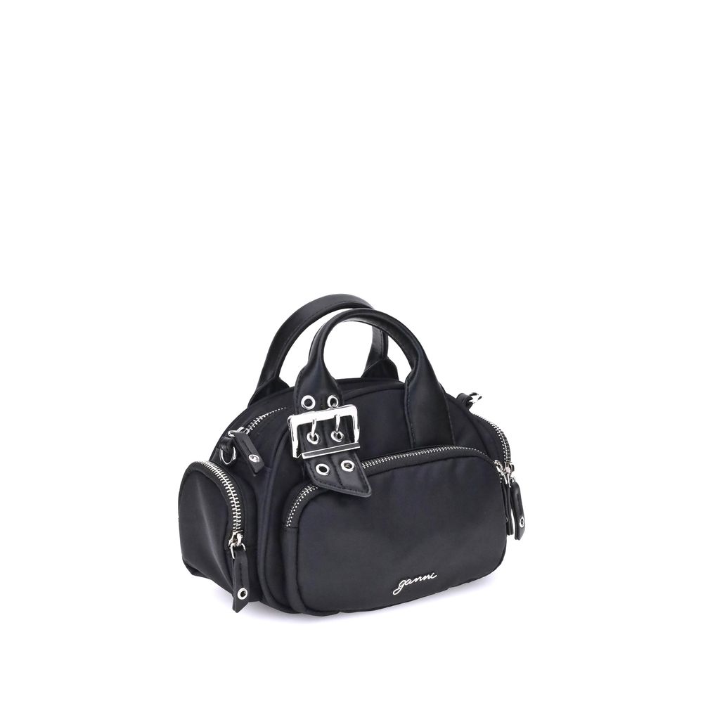 Ganni Schwarze Nylon-Schultertasche