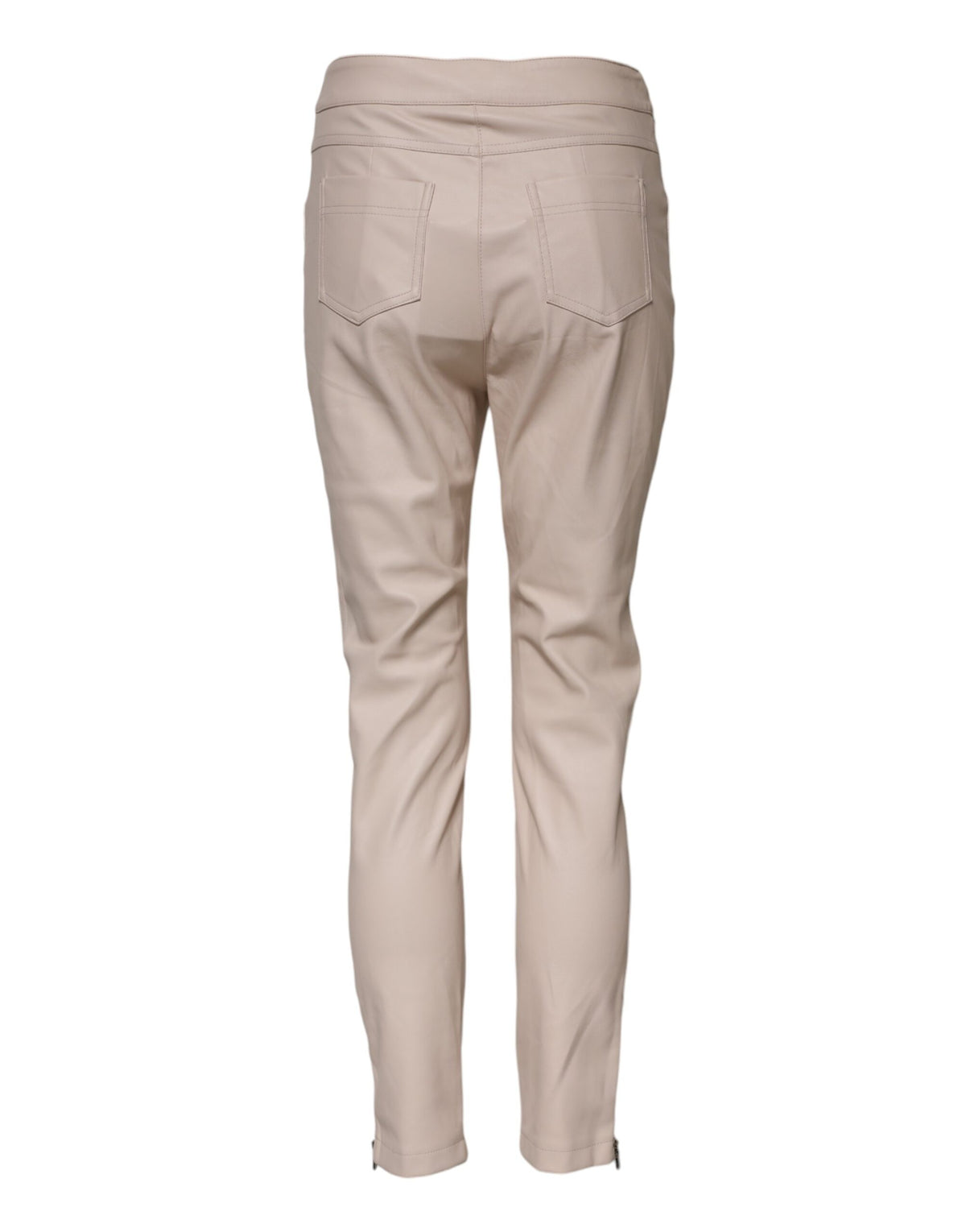 Elisabetta Franchi – Beige, hoch taillierte, schmal zulaufende Hose 
