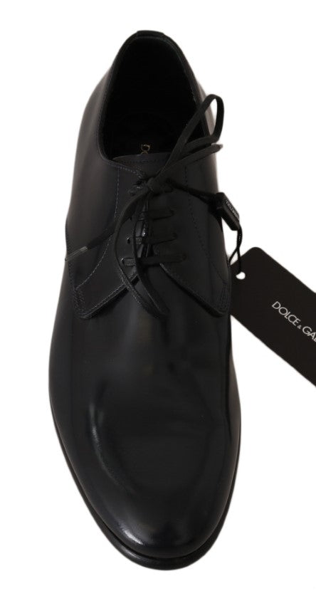 Dolce &amp; Gabbana – Blaue, polierte Derby-Schuhe aus Leder