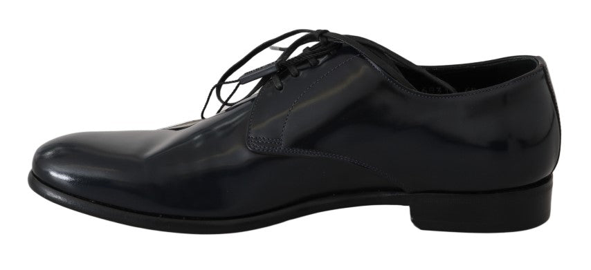 Dolce &amp; Gabbana – Blaue, polierte Derby-Schuhe aus Leder
