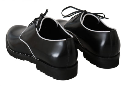 Dolce &amp; Gabbana – Derby-Schuhe aus schwarzem Leder mit weißer Linie