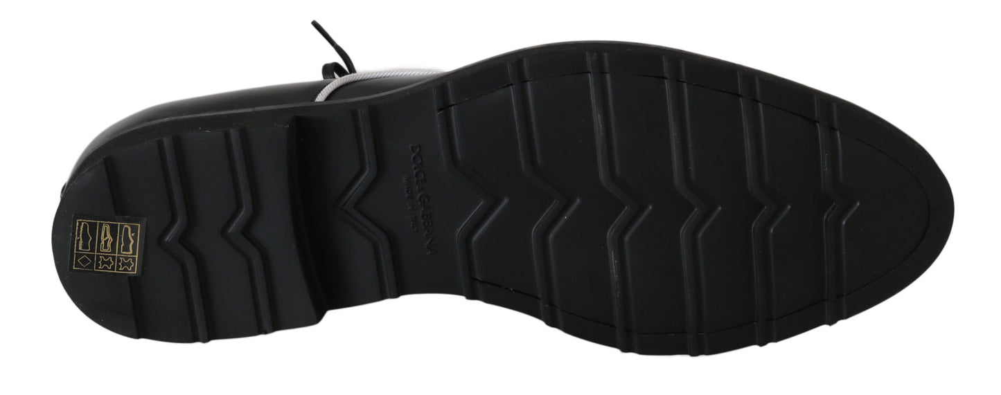 Dolce &amp; Gabbana – Derby-Schuhe aus schwarzem Leder mit weißer Linie
