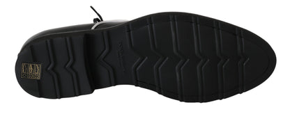 Dolce &amp; Gabbana – Derby-Schuhe aus schwarzem Leder mit weißer Linie
