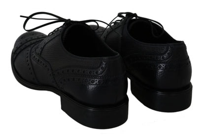 Dolce &amp; Gabbana – Oxford-Schuhe aus blauem Leder mit Flügelkappe