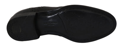 Dolce &amp; Gabbana – Oxford-Schuhe aus blauem Leder mit Flügelkappe