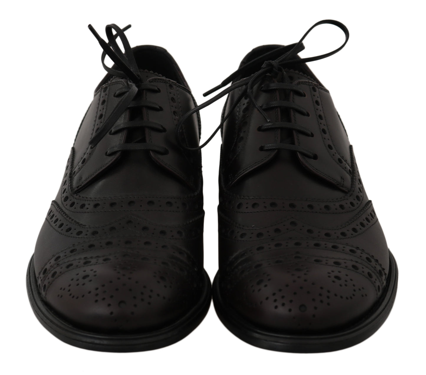 Dolce &amp; Gabbana – Oxford-Schuhe aus schwarzem Leder mit Flügelkappe