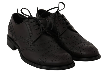 Dolce &amp; Gabbana – Oxford-Schuhe aus schwarzem Leder mit Flügelkappe