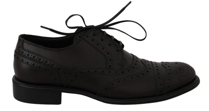 Dolce &amp; Gabbana – Oxford-Schuhe aus schwarzem Leder mit Flügelkappe