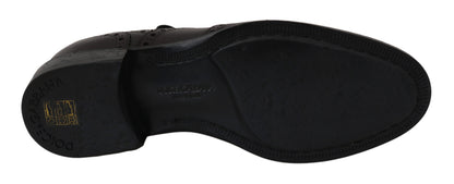 Dolce &amp; Gabbana – Oxford-Schuhe aus schwarzem Leder mit Flügelkappe