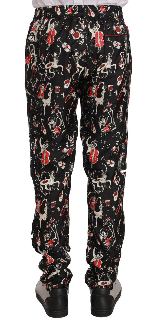 Rote Nachtwäschehose mit Musikinstrumenten-Print von Dolce &amp; Gabbana