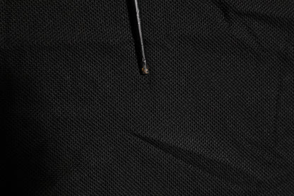 Dolce &amp; Gabbana Schwarzes DG-Poloshirt aus Seide mit V-Ausschnitt