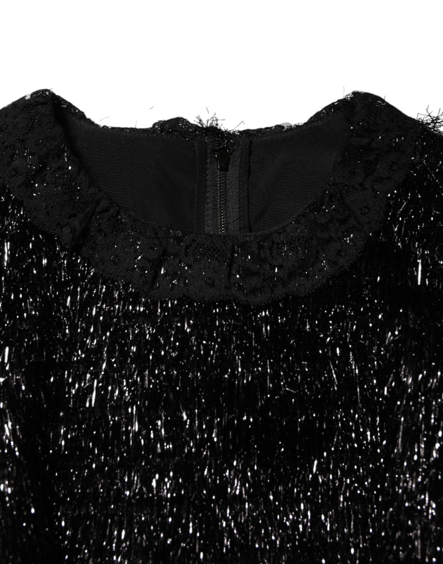 Dolce &amp; Gabbana – A-Linien-Midikleid aus Polyester in Metallic-Schwarz