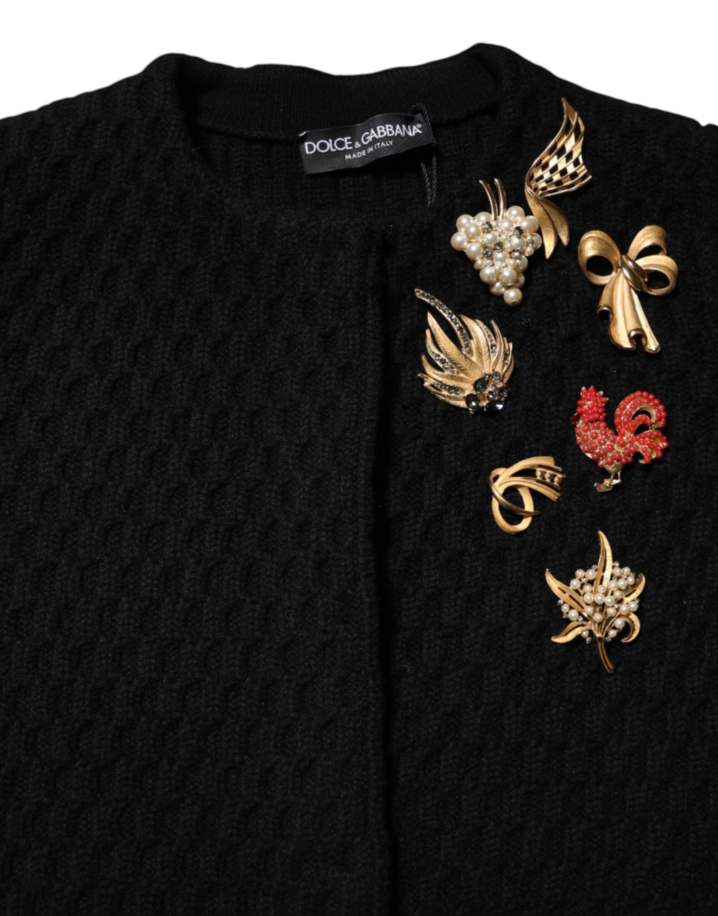 Dolce &amp; Gabbana – Gesteppte, verzierte Jacke aus schwarzem Kaschmir