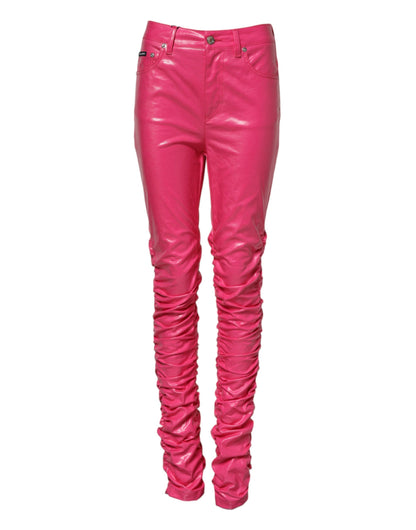 Dolce & Gabbana Pink Cotton High Waisted Skinny Denim Jeans