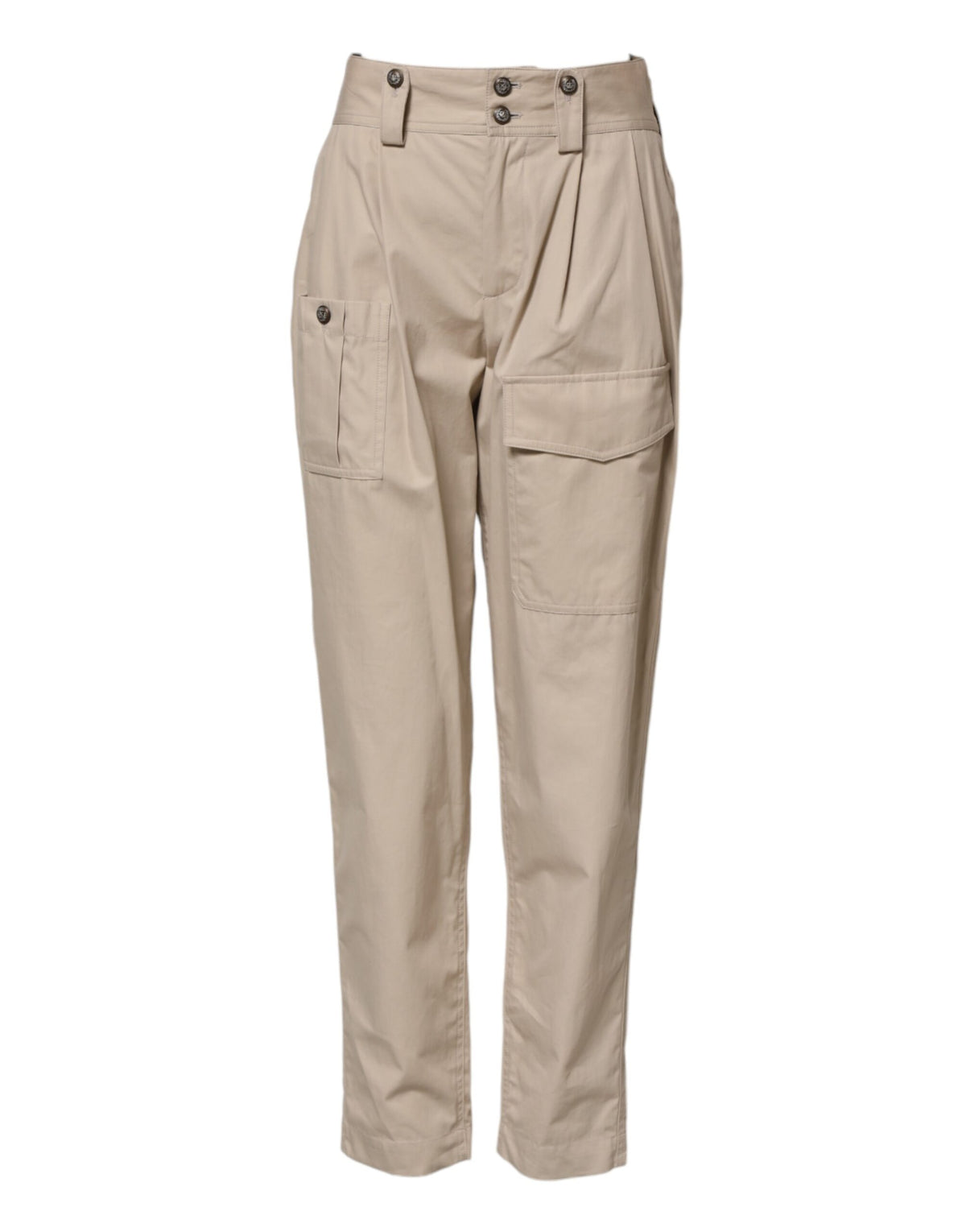 Dolce &amp; Gabbana Beige Baumwollhose mit hoher Taille