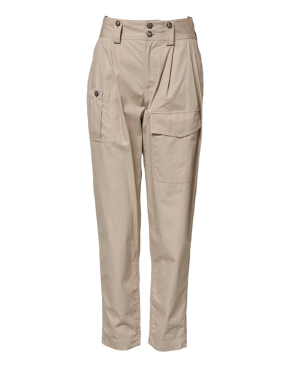 Dolce &amp; Gabbana Beige Baumwollhose mit hoher Taille