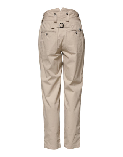Dolce &amp; Gabbana Beige Baumwollhose mit hoher Taille