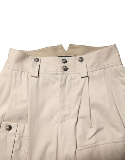 Dolce &amp; Gabbana Beige Baumwollhose mit hoher Taille