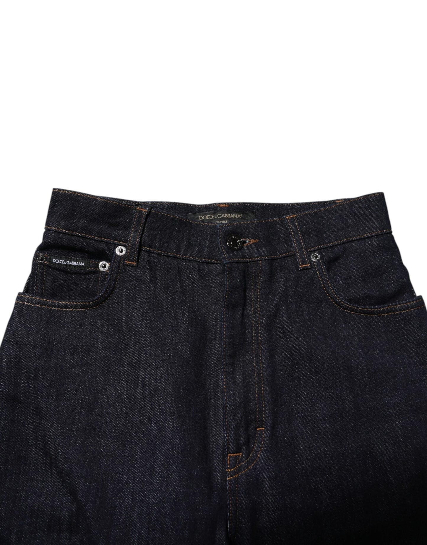 Dolce &amp; Gabbana – Hoch taillierte Schlagjeans aus blauer Baumwolle 