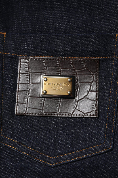 Dolce &amp; Gabbana – Hoch taillierte Schlagjeans aus blauer Baumwolle 