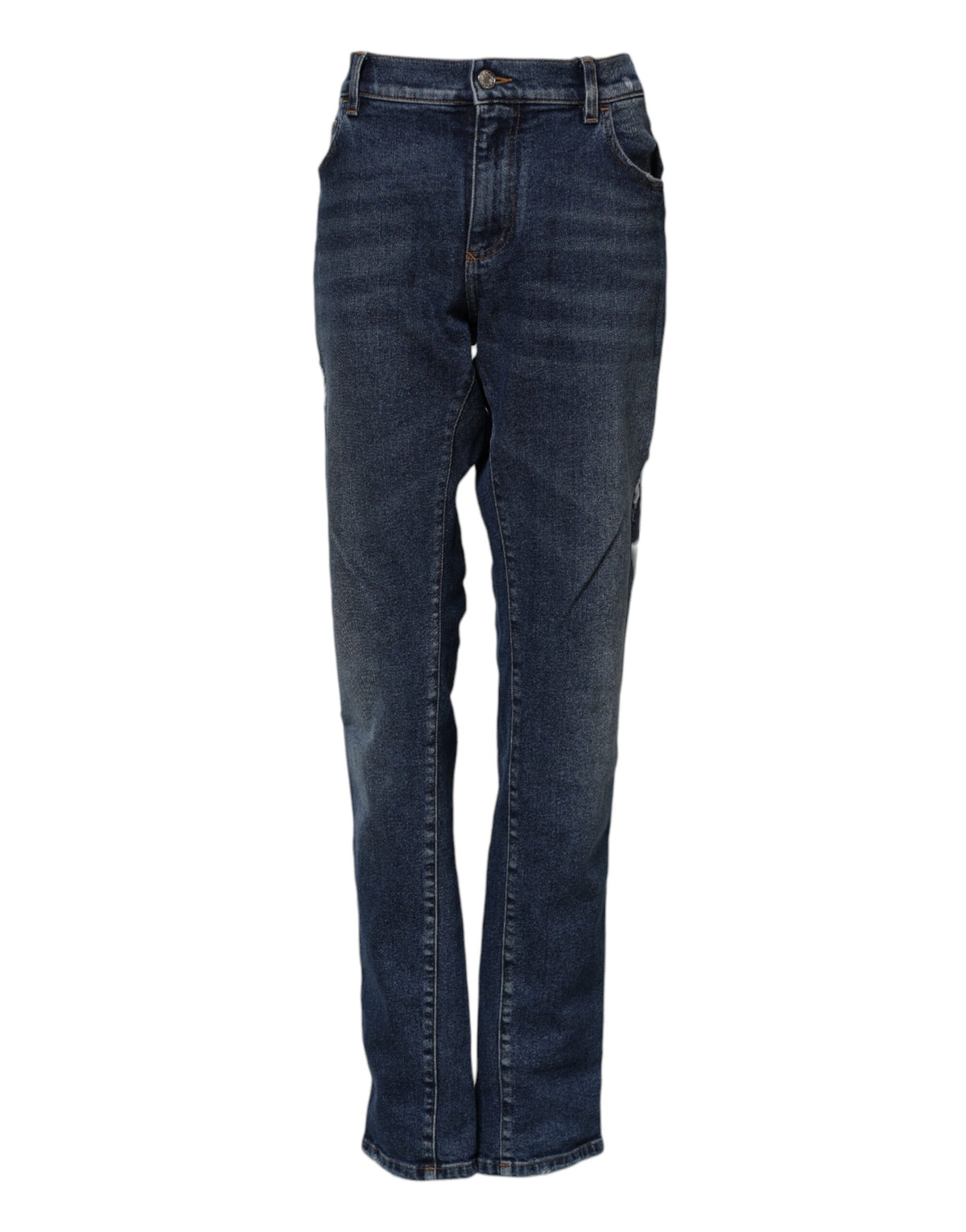 Dolce &amp; Gabbana – Gerade geschnittene Jeans aus Baumwolle mit mittlerer Taille in Blau 