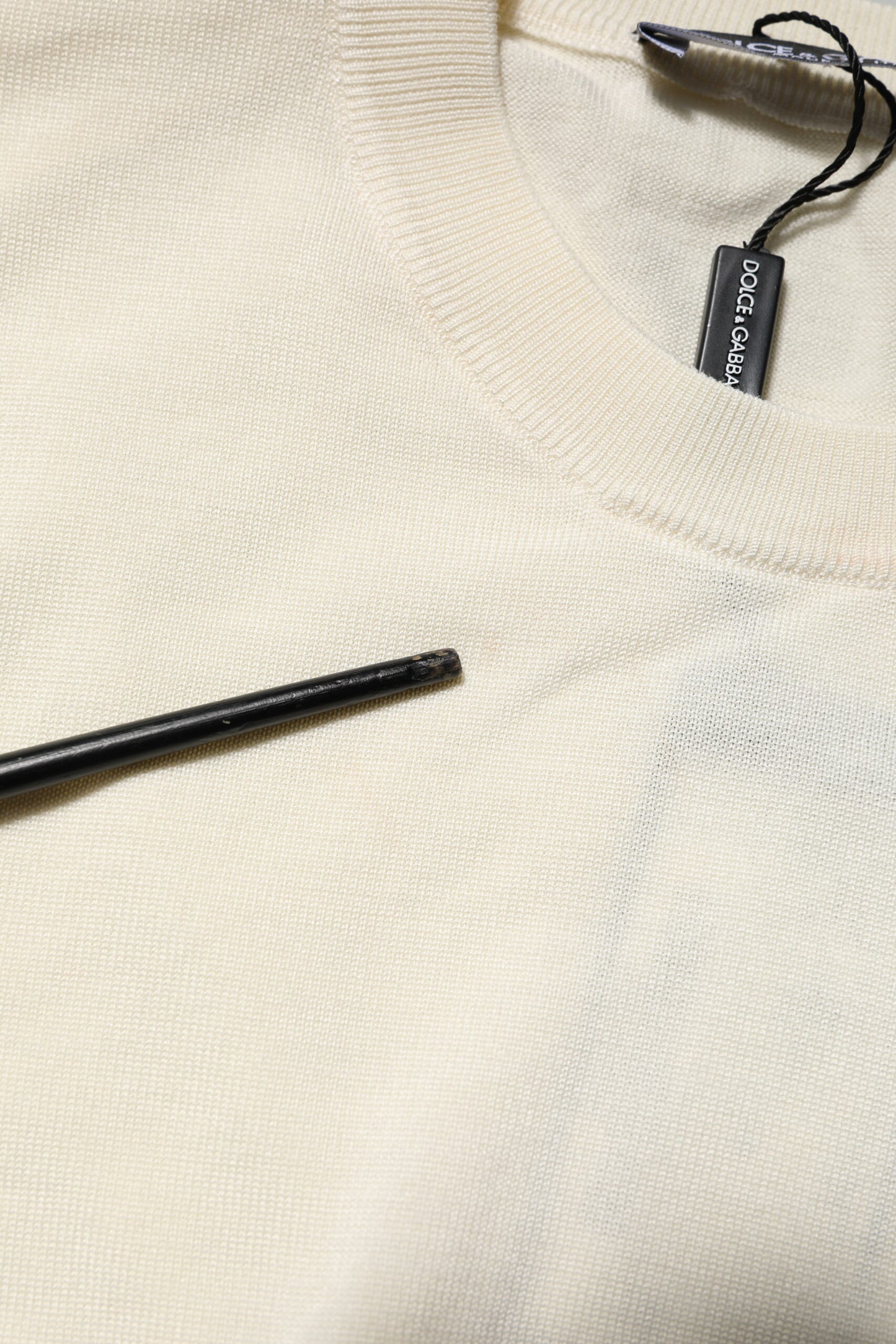 Dolce &amp; Gabbana – Weiße Bluse aus Seide mit kurzen Ärmeln, Pullover-Oberteil