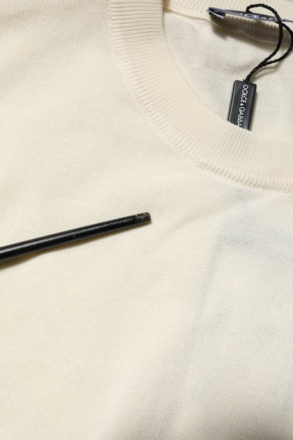 Dolce &amp; Gabbana – Weiße Bluse aus Seide mit kurzen Ärmeln, Pullover-Oberteil