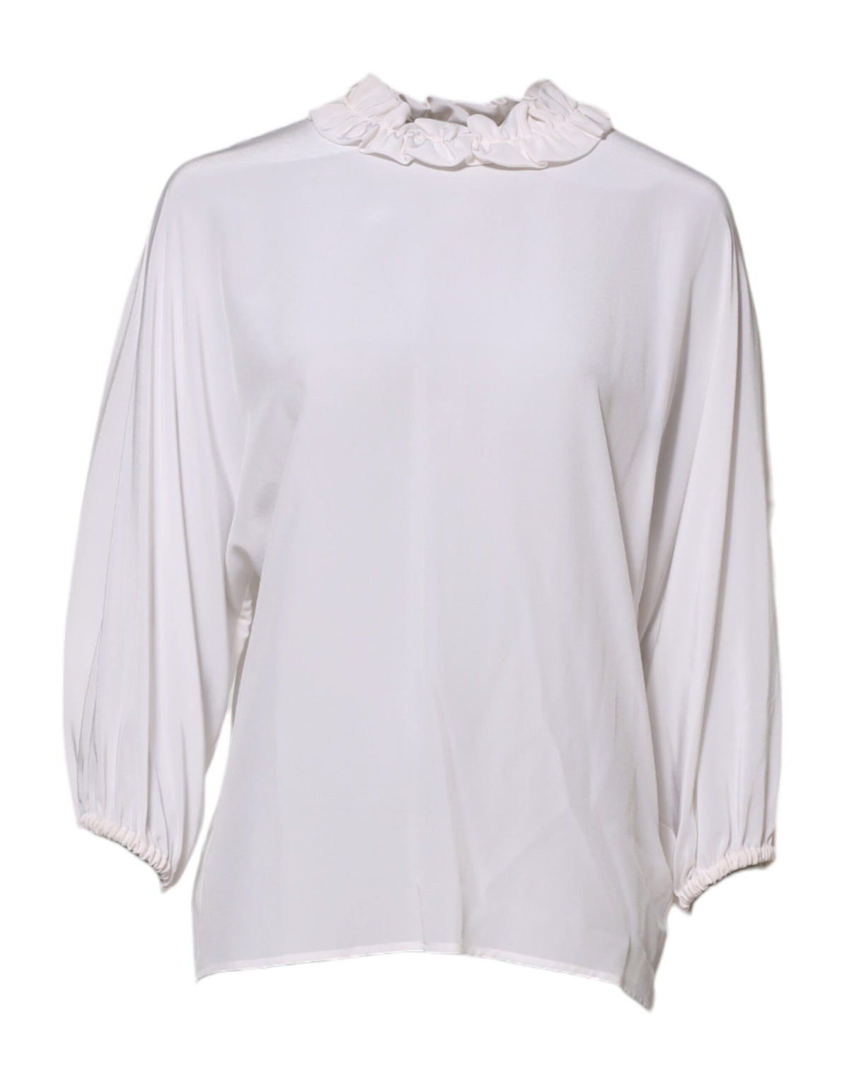 Dolce &amp; Gabbana – Weiße Bluse mit Rüschenausschnitt und Pullover