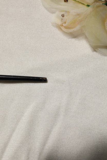 Dolce &amp; Gabbana – Pullover aus weißer Seide mit Lilienverzierung