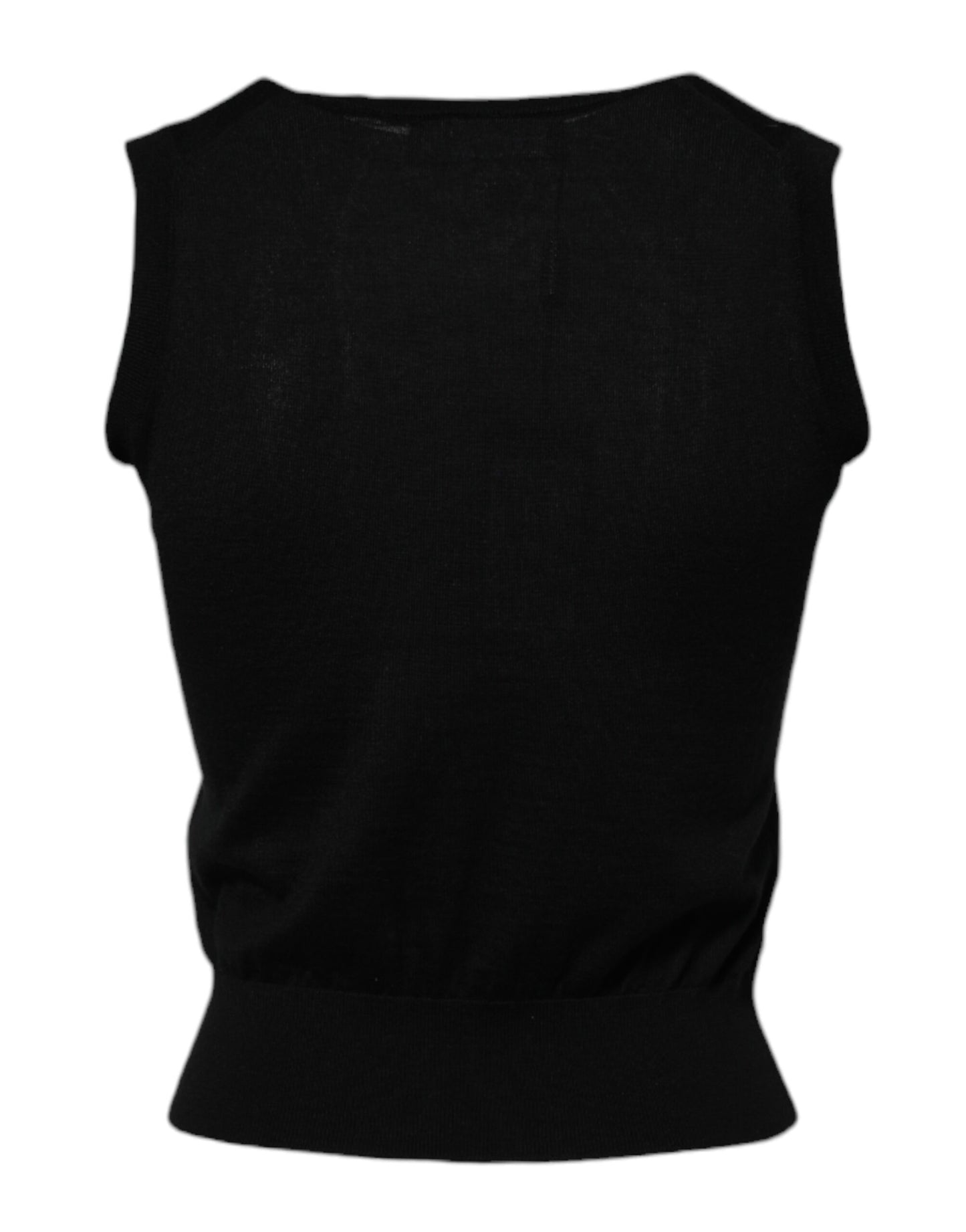 Dolce &amp; Gabbana Schwarzes ärmelloses Kaschmir-Tank-T-Shirt für Damen