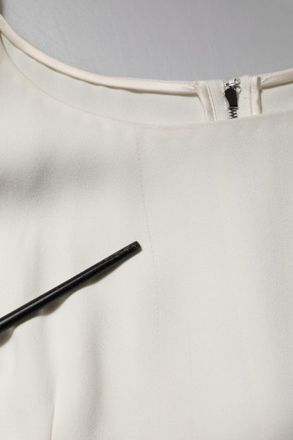 Dolce &amp; Gabbana – Weißes Blusenoberteil mit Rundhalsausschnitt und kurzen Ärmeln