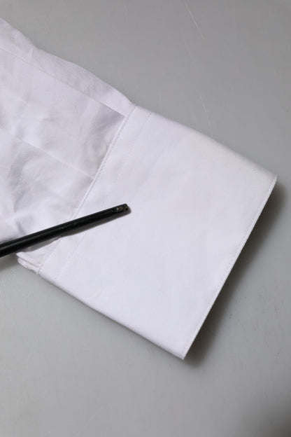 Dolce &amp; Gabbana – Weißes Hemdoberteil mit Kristallverzierung und Kragen