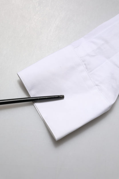 Dolce &amp; Gabbana – Weißes Hemdoberteil mit Kristallverzierung und Kragen