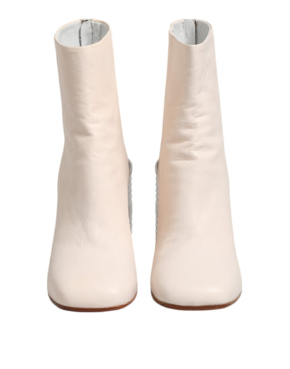 Maison Margiela White Calf Leather Can Heel Boots Shoes
