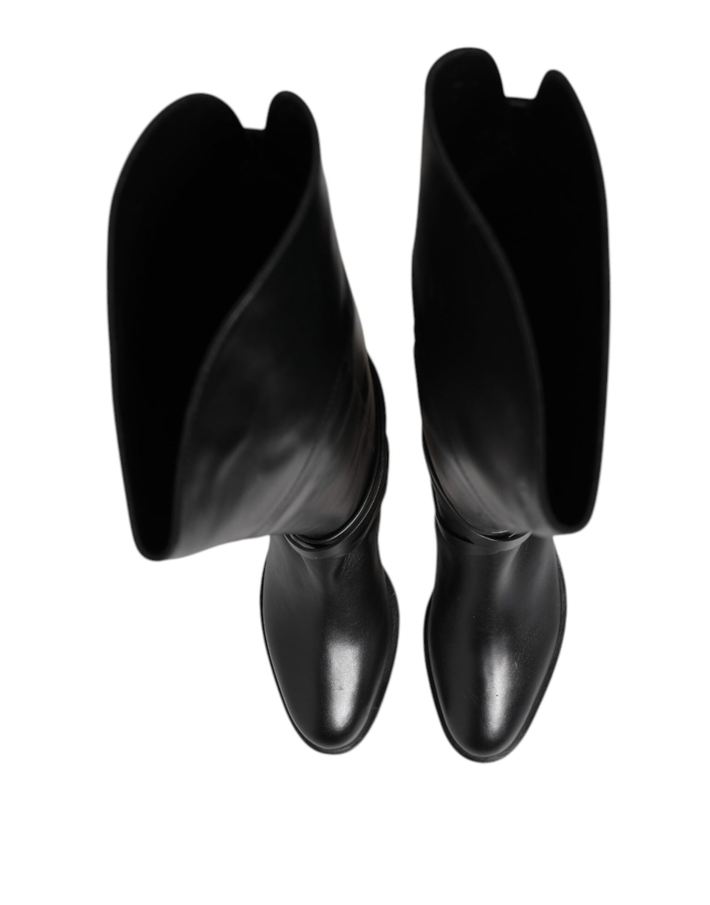 Elisabetta Franchi – Hohe Stiefel aus schwarzem Leder mit Schnalle